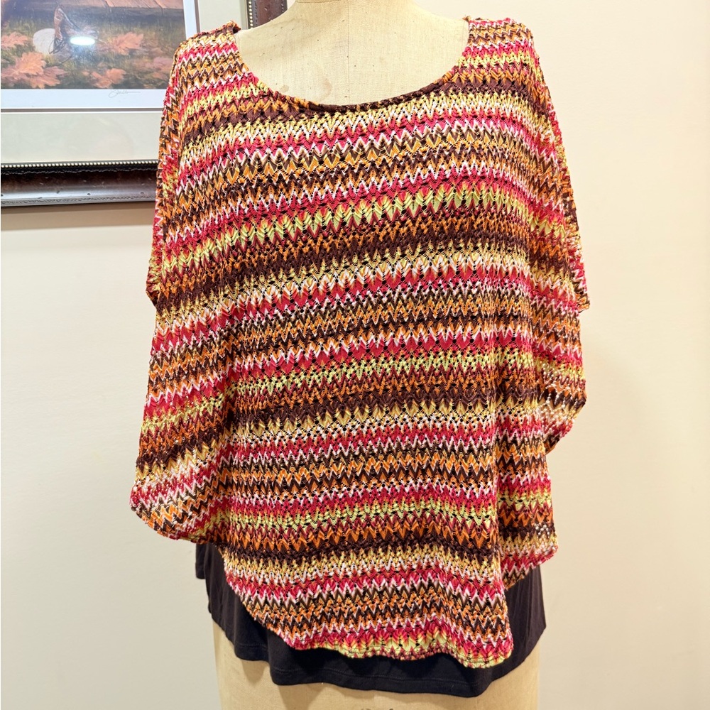 AGB Multicolor Knit Poncho Top